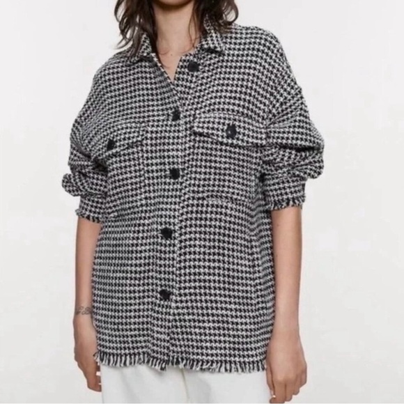 Zara Houndstooth Oversized Shacket - Picture 1 of 6